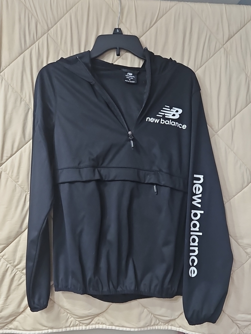New Balance Black Pullover Hoodie with White Logo